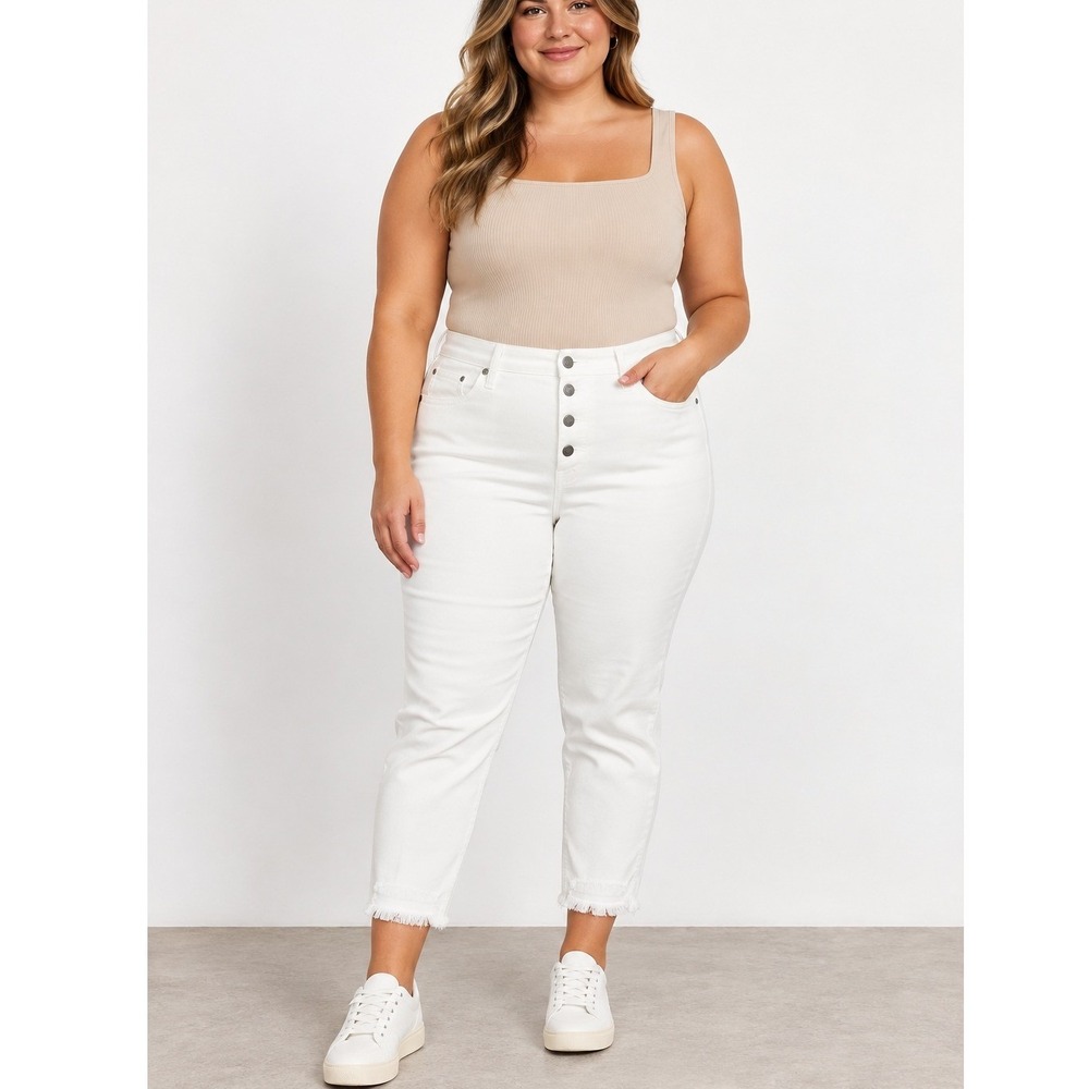 Madewell Women's Skinny Jeans 10" High Rise White Denim 36 Petite New Small Flaw